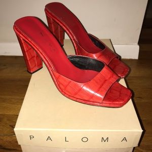 Paloma Ladies Red Croc Print Sandal